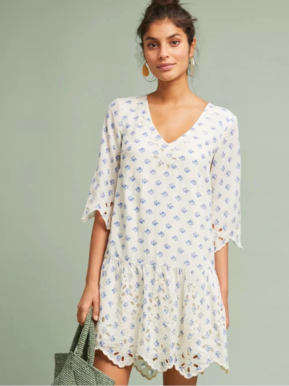 Anthropologie, Meadow Rue, eyelet tunic mini dress. Fully lined, size medium